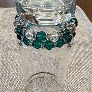 Green and Clear Beaded Bracelet